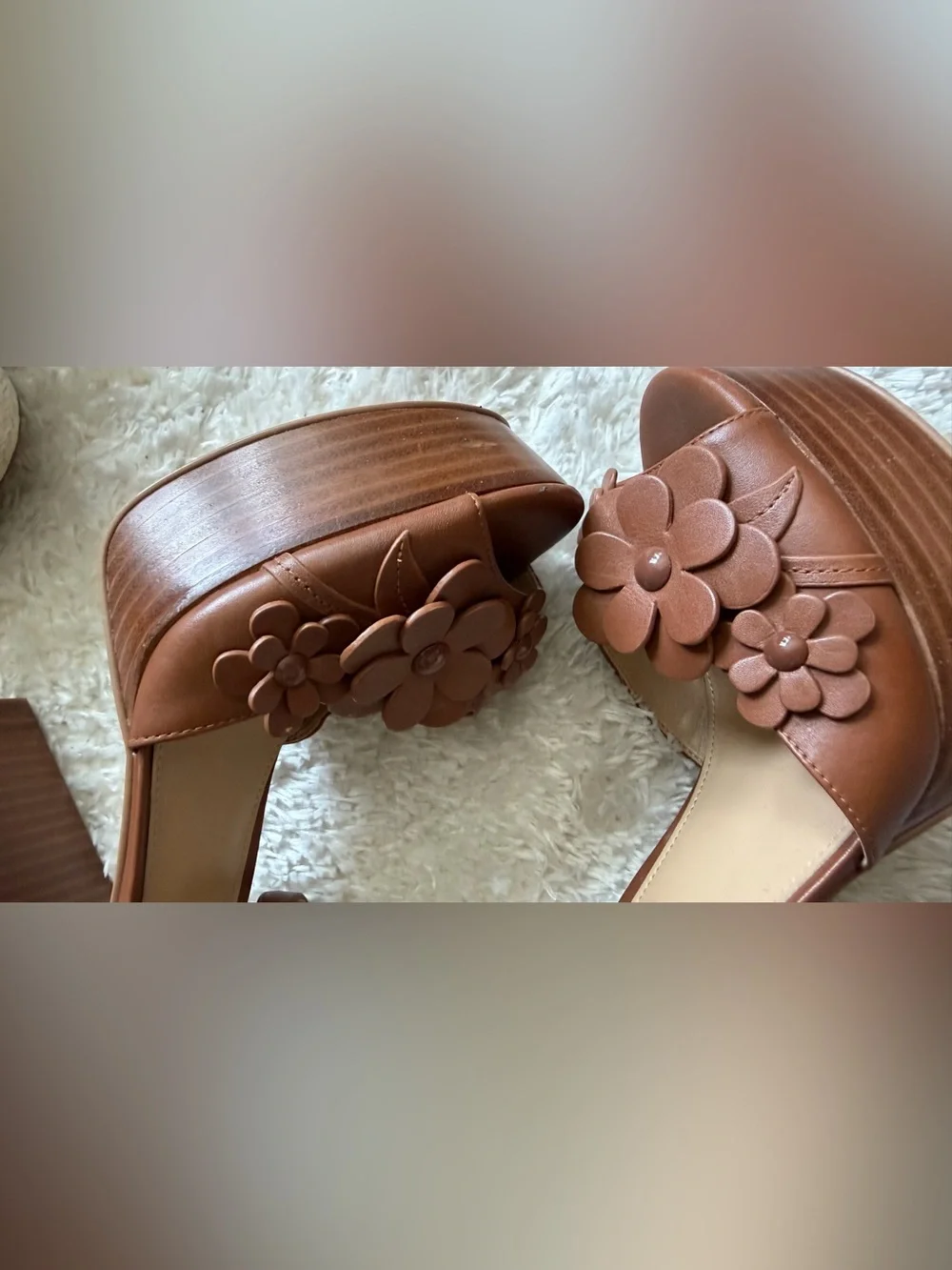 MICHAEL Michael Kors Brown Floral Platform Sandals with Ankle Strap